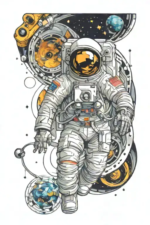 Astronaut Spiraling In An Infinite Fibonacci Sequence