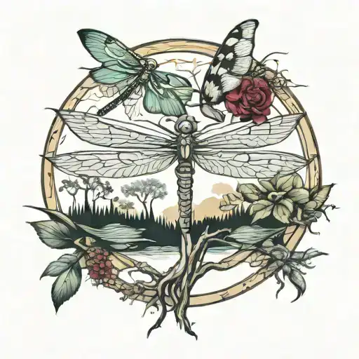 Tree Of Life Dragonfly Peace Sign