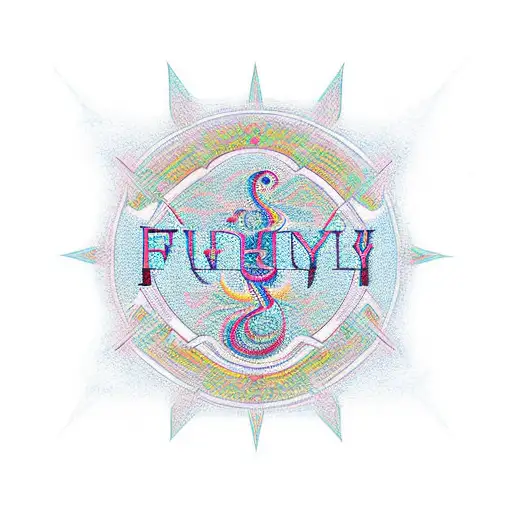 Family Ambigram With Geometric Background