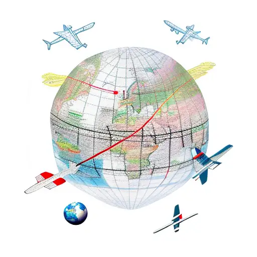 A Globe With A Trail Of Airplane Routes Connecting Different Continents