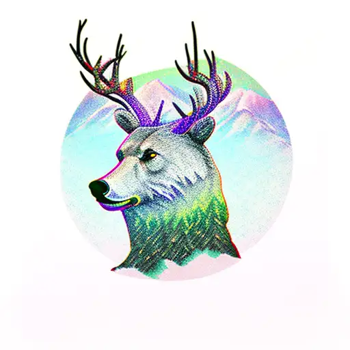 Mountains Pine Tree Bear Deer Eagle