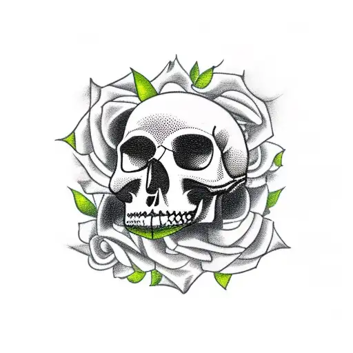 Crow With Rose On Skull