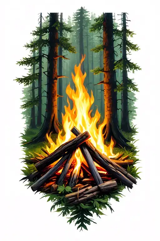 Campfire In The Forest