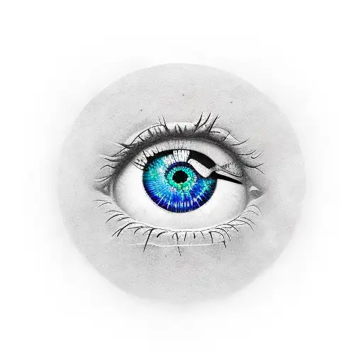 A Upside Triangle With A Female Eye Below It