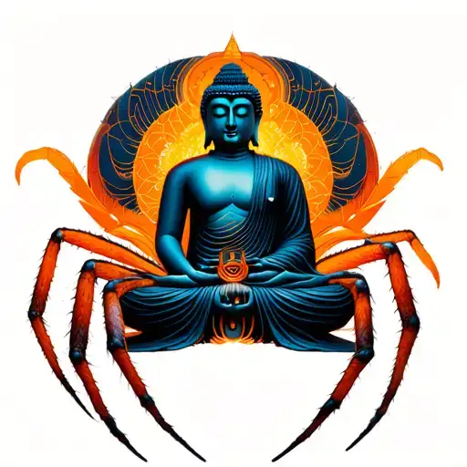 Buddha Sitting With Spider