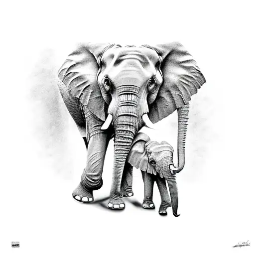 Elephant Depicting Mother Daugher Relationship