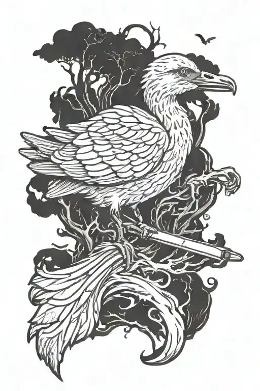 Ugly Duckling Ghost Dark Siluet Holding Knife Stuck