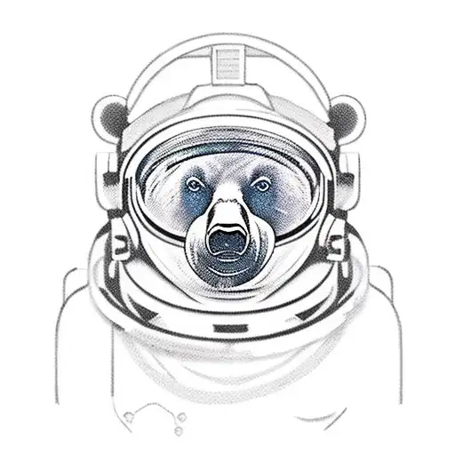 Bear Astronaut Playing A Drum