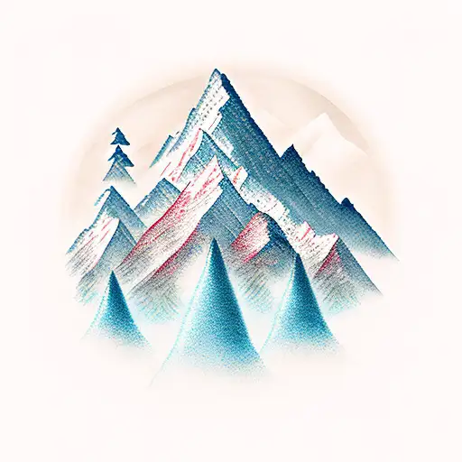 Forest With 5 Mountains In The Background