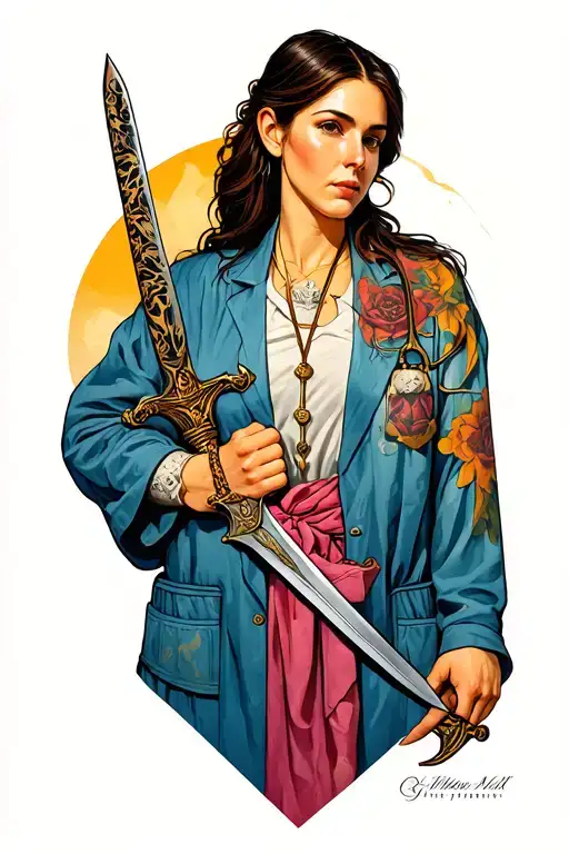 Nursing With Lawyer Holding A Sword