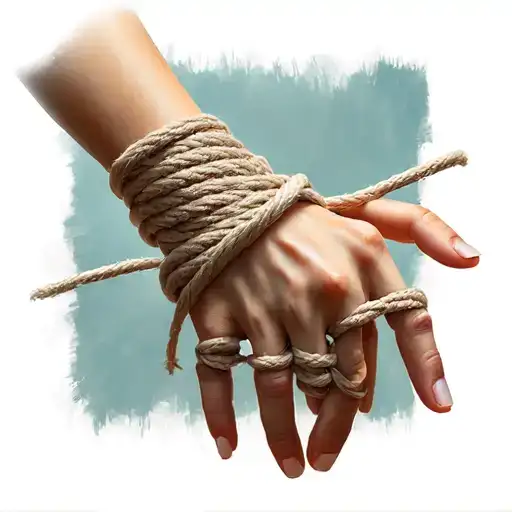 Female Hands And Wrists Wrapped In Shibari Rope