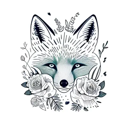 Head Fox With Flowers