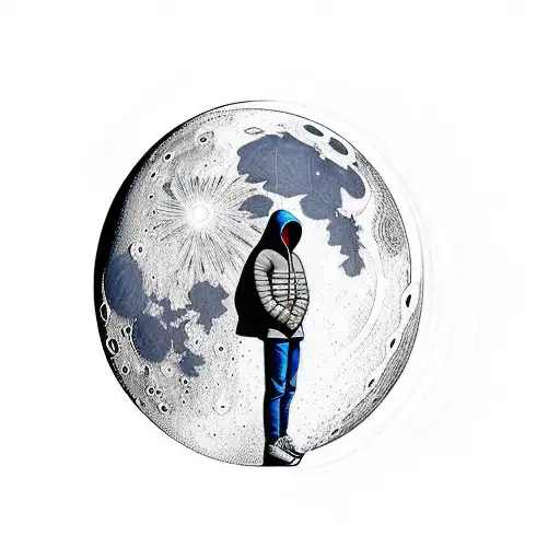 Man In Hoodie Laying On The Moon