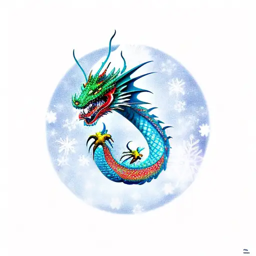 Dragon With Snowflakes