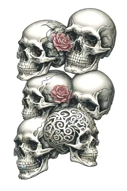 Nude Female Skulls Representing Dark Periods