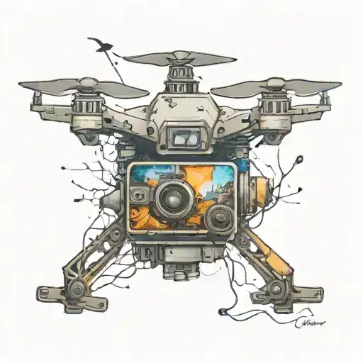 A Broken Drone On A City Street Under A Camera