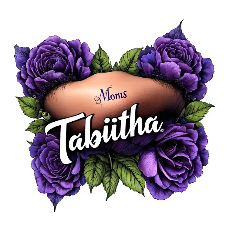 Moms Name Tabitha On Neck With Purple And In A Unique And Different Font