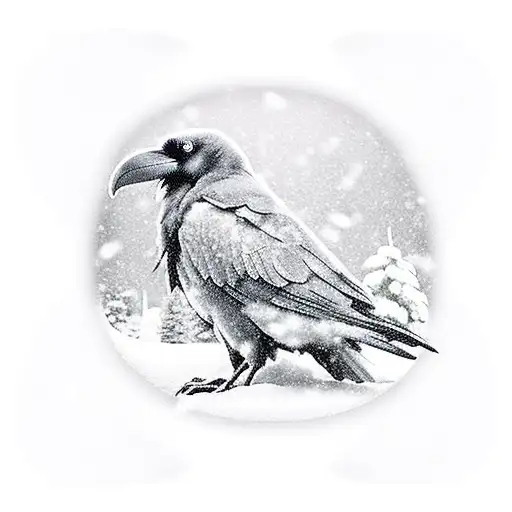 Raven In Snow