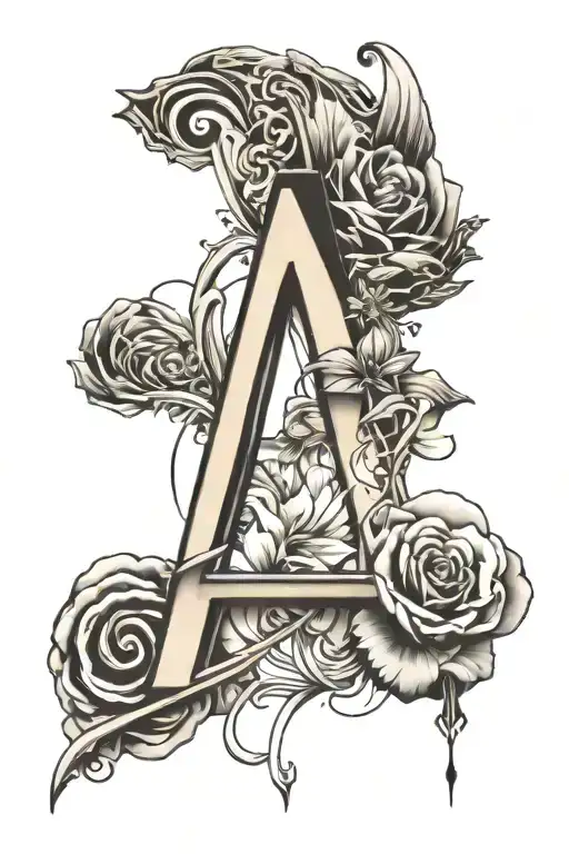 A Simple One Line Tattoo With The Initial A In It