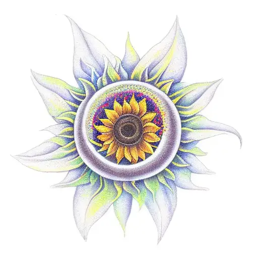 Sunflower Made Out Of Bones With Crescent Moon