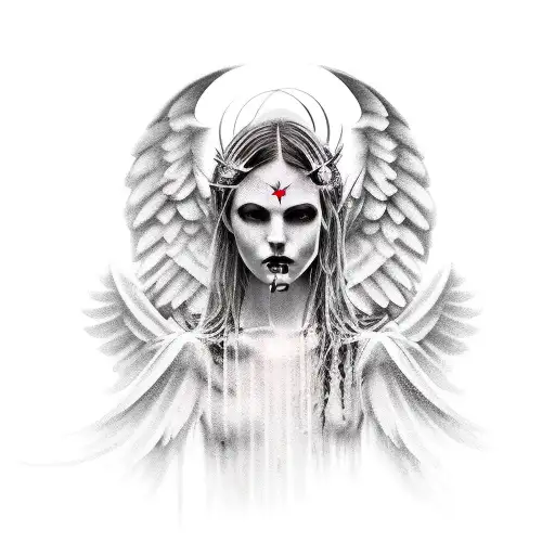 An Angelic Figure Surrounded By Dark And Gothic Elements