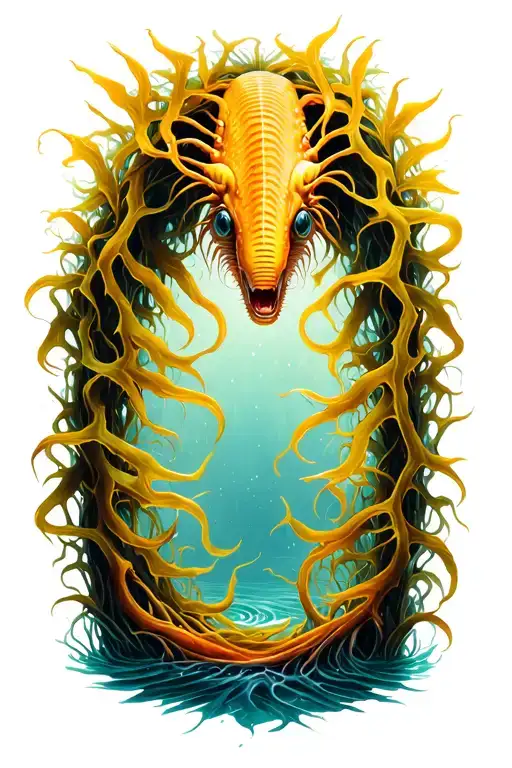 Sea Creature Peaking Through String Of Kelp Forest
