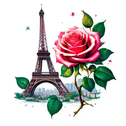 Eiffel Tower Rose Wrapped Round