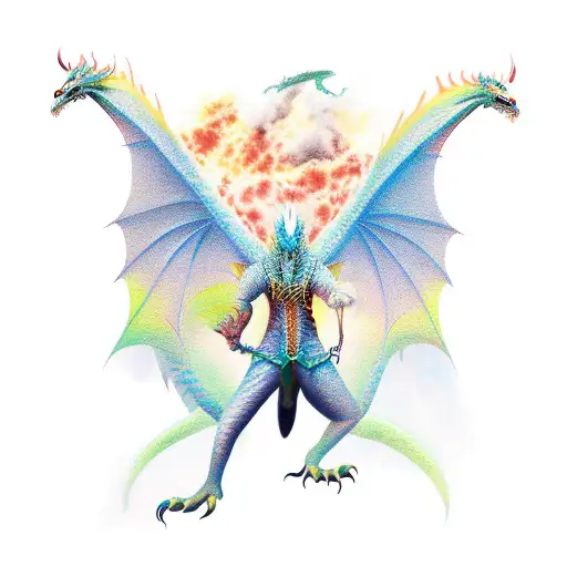 Dragon Flying With Extend Wings For The Neck And The Dragons Wings Reaching Lower Chin