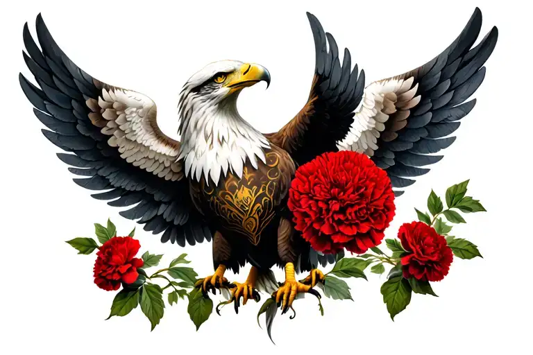Royal Eagle With Angel Wing And Red Carnation