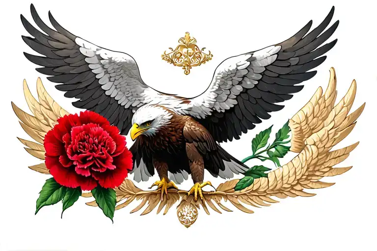 Royal Eagle With Angel Wing And Red Carnation