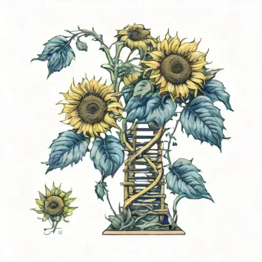 Dna Double Helix Into Van Gogh Sunflowers Growing