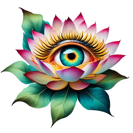 A Horus Eye In The Middle Of A Lotus Bouquet