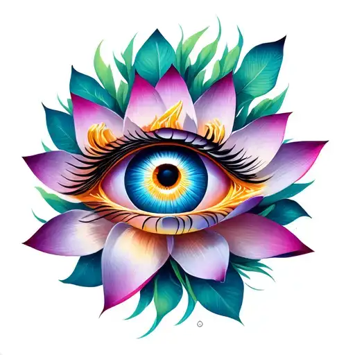 An Eye Of Horus That Comes Out Of A Lotus Bouquet