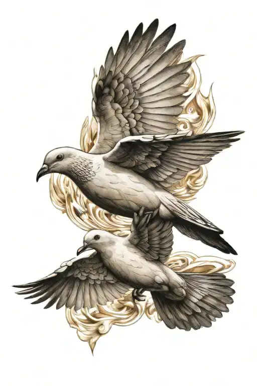 Two Dove Flying