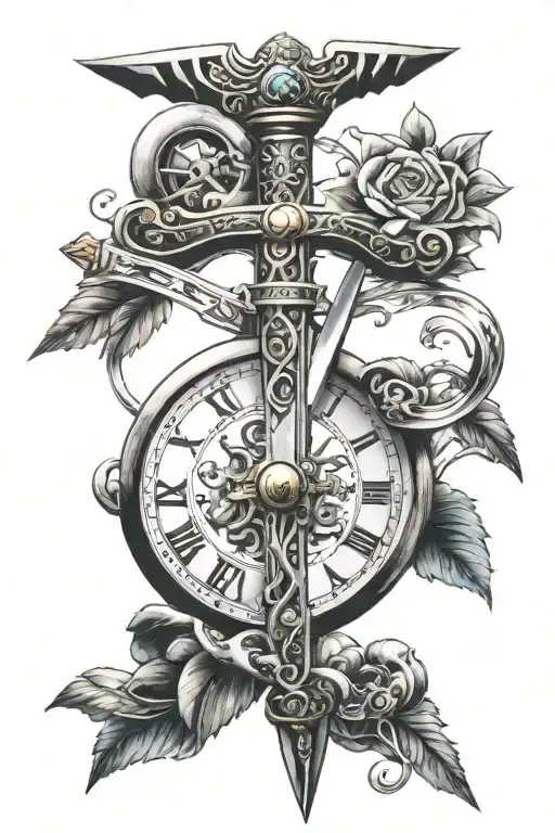 Sword And Time Piece