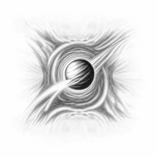 A Small Astronaut Floating In Space Looking At A Huge Menacing Blackhole