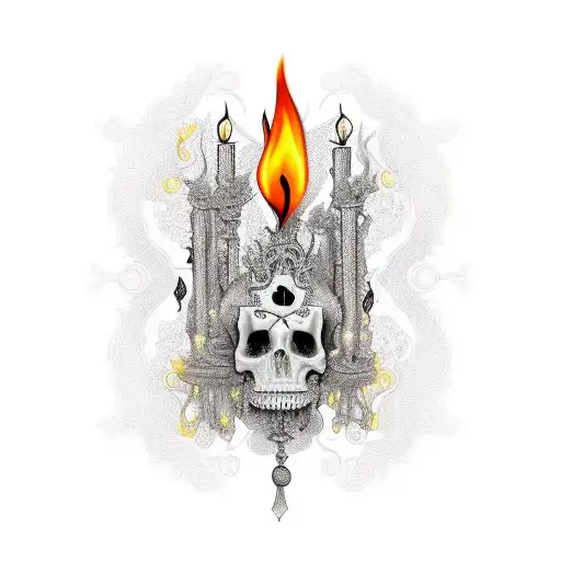 Black And Gold Victorian Candle With Orange Flame