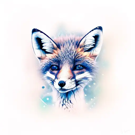 Baby Fox With Mushroom