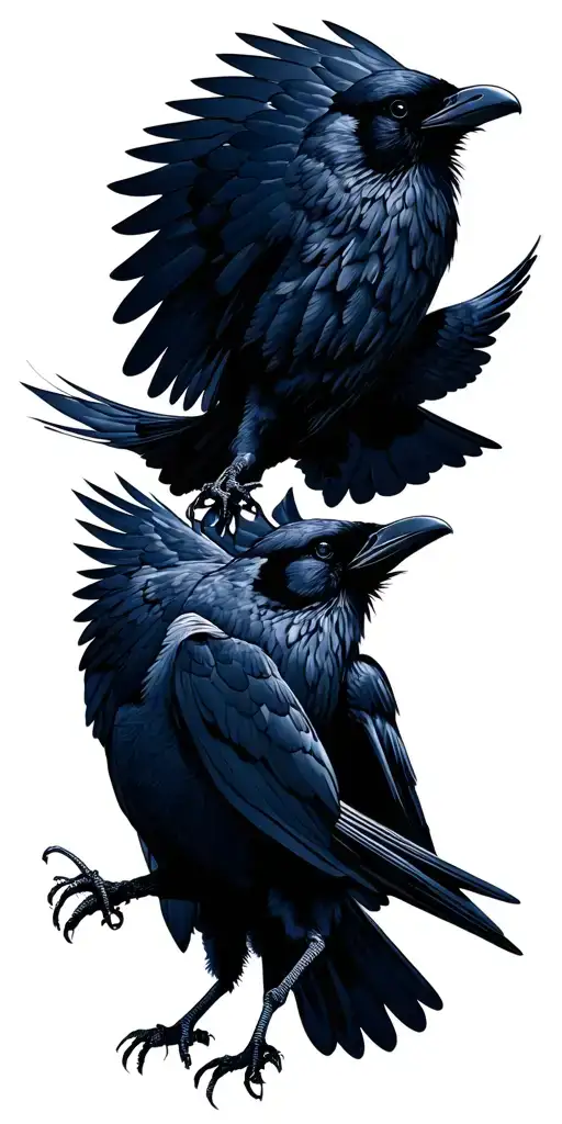 Crows Flying Up Outlining A Bigger Crow