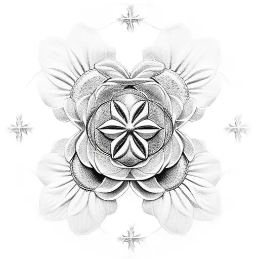 Christian Cross Within Flower Of Life