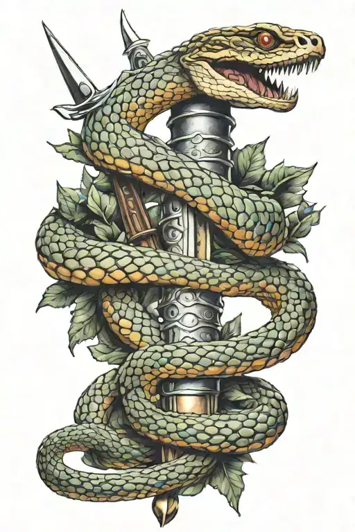 Two Snakes Wrapped Around A Sword