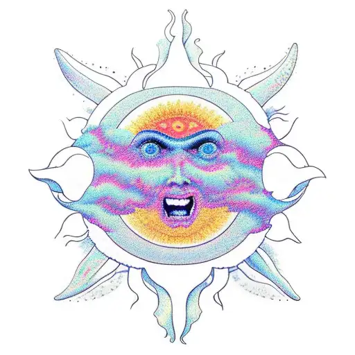 A Traditional Sun Made With A Lot Of Scorpios Tails Replacing Sun Rays