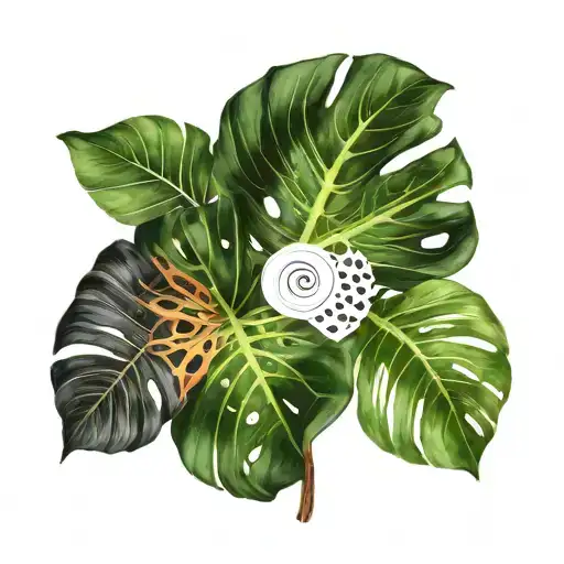 Yin Yang Symbol Made Of Monstera Albo Leaf Intertwined