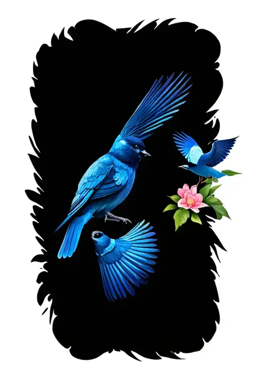 Tui And Fantail Bird