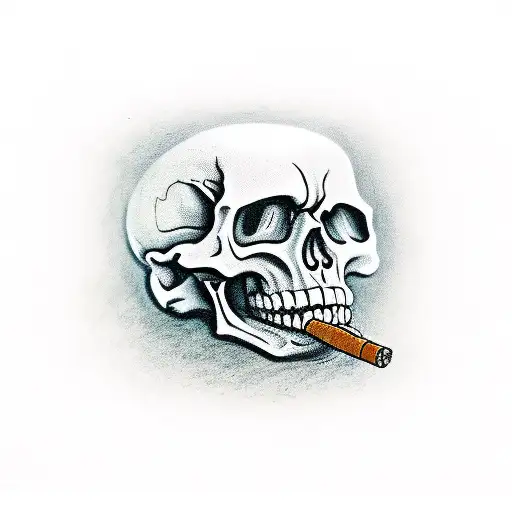 Skeleton Samurai Smoking Cigar