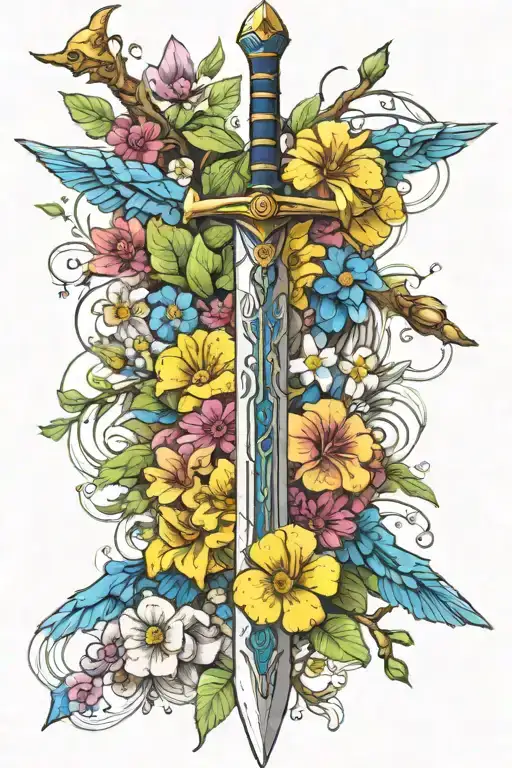 Link's Master Sword With Some Flowers Blooming