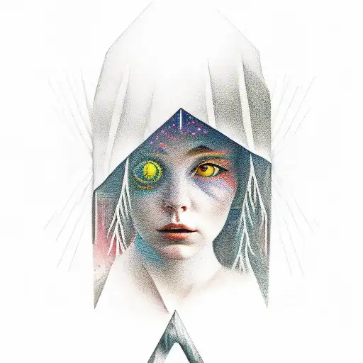 Girl In The See With Mountain View