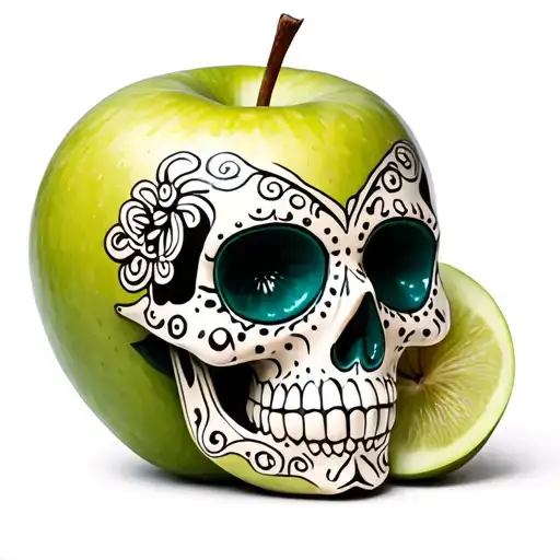 Sugar Skull Colored Like A Granny Smith Apple