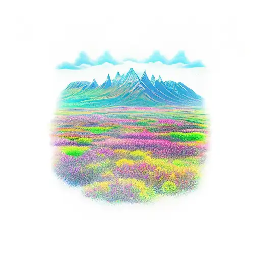 Lake With Green Mountain