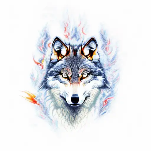Flaming Wolf With Lots Of Details